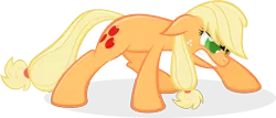 Size: 2000x855 | Tagged: angry, applejack, artist:kalleflaxx, blonde, derpibooru import, floppy ears, glare, gritted teeth, hatless, missing accessory, safe, simple background, solo, transparent background, vector