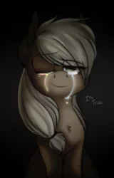 Size: 771x1201 | Tagged: applejack, artist:royalblueblur, crying, crying inside, dark, dead source, derpibooru import, rainbow tear, safe, solo