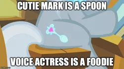 Size: 640x360 | Tagged: call of the cutie, cutie mark, derpibooru import, edit, edited screencap, hilarious in hindsight, image macro, meme, mind blown, safe, screencap, shannon chan-kent, silver spoon, solo, voice actor joke