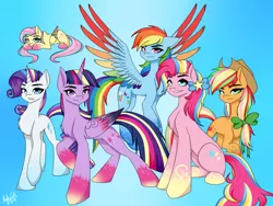 Size: 1600x1200 | Tagged: safe, artist:hayley1432, derpibooru import, applejack, fluttershy, pinkie pie, rainbow dash, rarity, twilight sparkle, twilight sparkle (alicorn), alicorn, pony, female, mane six, mare, rainbow power