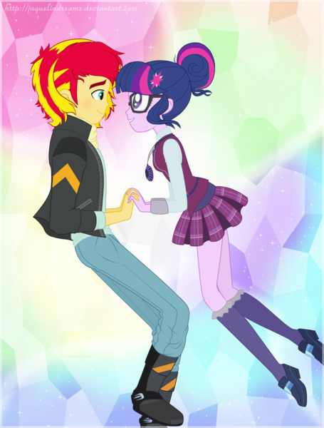 Size: 3096x4080 | Tagged: safe, artist:jaquelindreamz, derpibooru import, sci-twi, sunset shimmer, twilight sparkle, equestria girls, friendship games, blushing, boots, clothes, crystal prep academy uniform, cute, equestria guys, female, glasses, half r63 shipping, jacket, love, male, rule 63, school uniform, scitwiglare, scitwishimmer, shipping, shoes, straight, sunset glare, sunsetsparkle, twiglare, uniform
