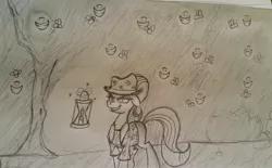 Size: 2836x1763 | Tagged: artist:frikdikulous, bray wyatt, crossover, derpibooru import, monochrome, photo, safe, sketch, starlight glimmer, traditional art, wwe