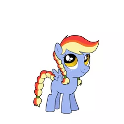 Size: 1650x1650 | Tagged: safe, artist:bico-kun, derpibooru import, oc, oc:blue pearmain, unofficial characters only, blank flank, magical lesbian spawn, offspring, parent:applejack, parent:rainbow dash, parents:appledash, simple background, solo, white background