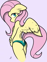 Size: 1945x2579 | Tagged: anthro, artist:alacrityorbust, artist:ambris, breasts, clothes, delicious flat chest, derpibooru import, dock, female, flattershy, fluttershy, frilly underwear, green underwear, multiple variants, panties, semi-anthro, solo, solo female, suggestive, underwear