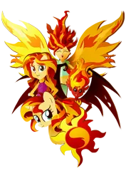 Size: 500x707 | Tagged: safe, artist:ii-art, derpibooru import, sunset shimmer, demon, pony, unicorn, equestria girls, sunset phoenix, sunset satan, yonset shimmer