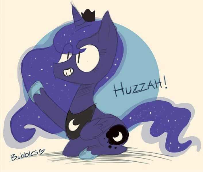 Size: 800x679 | Tagged: artist:cosmic-pincel, derpibooru import, grin, huzzah, princess luna, safe, solo