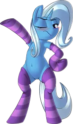 Size: 1127x1923 | Tagged: safe, artist:january3rd, derpibooru import, trixie, pony, belly button, bipedal, blushing, clothes, cute, diatrixes, one eye closed, simple background, socks, solo, striped socks, transparent background, upright, vector, wink