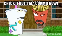 Size: 540x317 | Tagged: aqua teen hunger force, communism, cutie mark, derpibooru import, equality, frylock, image macro, master shake, meme, safe, screencap, stalin glimmer, starlight glimmer