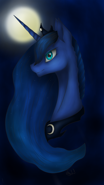 Size: 620x1101 | Tagged: artist:kabarozhka, derpibooru import, moon, portrait, princess luna, safe, solo