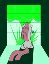 Size: 2550x3300 | Tagged: semi-grimdark, artist:skyflys, derpibooru import, pinkie pie, earth pony, pony, fallout equestria, fanfic, back, balefire bomb, explosion, fanfic art, female, floppy ears, hooves, impending doom, looking out the window, manehattan, mare, megaspell, megaspell explosion, ministry mares, ministry mares statuette, ministry of morale, mushroom cloud, nuclear explosion, pinkamena diane pie, sitting, solo, window
