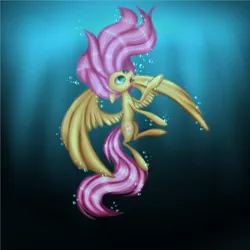 Size: 1280x1280 | Tagged: artist:pinipy, asphyxiation, bubble, derpibooru import, drowning, fluttershy, safe, solo, underwater, watershy