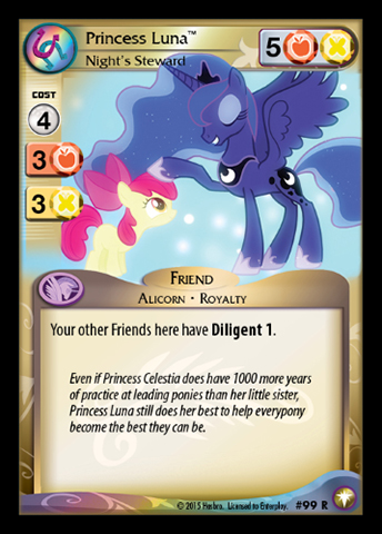 Size: 344x480 | Tagged: apple bloom, bloom and gloom, card, ccg, derpibooru import, dream walker luna, enterplay, equestrian odysseys, princess luna, safe