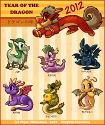 Size: 550x654 | Tagged: 2012, artist:cryptid-creations, chinese dragon, crossover, derpibooru import, dragon, dragon ball, dragonite, eastern dragon, haku, how to train your dragon, japanese, male, night fury, pokémon, safe, shenron, spike, spirited away, spyro the dragon, toothless the dragon, year of the dragon