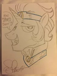 Size: 960x1280 | Tagged: safe, artist:andypriceart, derpibooru import, king sombra, f.r.i.e.n.d.s, good king sombra, joey tribbiani, male, solo, sombra swag, stupid sexy good king sombra, stupid sexy sombra, traditional art