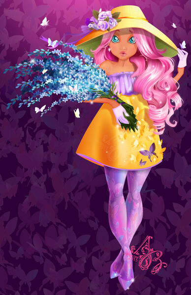Size: 1650x2550 | Tagged: artist:asher-bee, derpibooru import, flower, fluttershy, hat, human, humanized, safe, solo