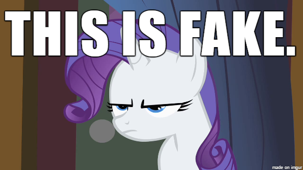 Size: 610x343 | Tagged: derpibooru import, fake, image macro, meme, rarity, reaction image, safe, screencap