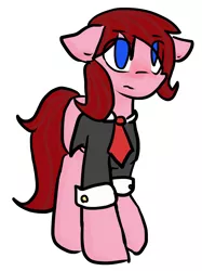 Size: 2100x2810 | Tagged: safe, artist:candel, derpibooru import, oc, oc:maple sugar, unofficial characters only, pony, blushing, clothes, cute, solo, suit