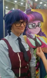 Size: 576x960 | Tagged: safe, artist:shelbeanie, derpibooru import, sci-twi, twilight sparkle, human, bronycon, bronycon 2015, equestria girls, friendship games, clothes, convention, cosplay, crystal prep academy uniform, female, irl, irl human, photo, school uniform