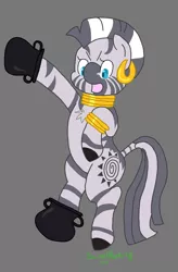 Size: 1961x2989 | Tagged: africa, artist:sweetpea, cute, derpibooru import, gray, potions, pots, rhyme, safe, season 5, silly, simple background, solo, trouble, voodoo, zebra, zecora, zecorable