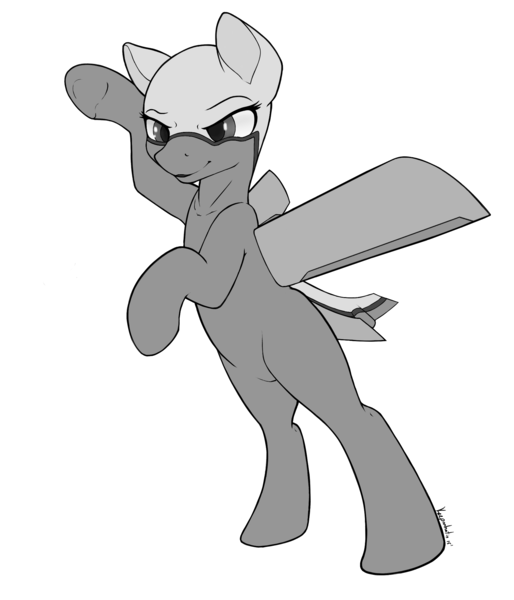 Size: 1800x2100 | Tagged: safe, artist:keeponhatin, derpibooru import, oc, oc:bd, unofficial characters only, original species, plane pony, pony, bd-5, monochrome, plane, simple background, solo, white background