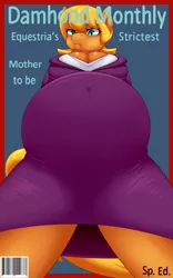 Size: 800x1280 | Tagged: anthro, artist:m-p-l, belly, belly button, big belly, breasts, cleavage, clothes, derpibooru import, dress, female, looking at you, magazine cover, ms. harshwhinny, perspective, pregnant, pregwhinny, solo, solo female, suggestive, tight clothing