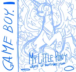 Size: 1161x1100 | Tagged: artist:lexivine, derpibooru import, game boy, nightmare moon, safe, sketch, solo, wip