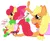 Size: 2677x2205 | Tagged: safe, artist:cuddlelamb, derpibooru import, apple bloom, applejack, anthro, blushing, diaper, duo, female, foal, image, png, siblings, sisters, tongue out