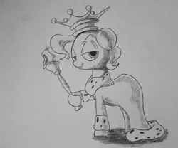 Size: 1320x1100 | Tagged: artist:inkygarden, charcoal drawing, crossover, derpibooru import, grayscale, looney tunes, monochrome, pinkie pie, royal, royalty, safe, sketch, solo, traditional art