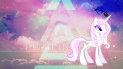 Size: 2049x1152 | Tagged: safe, artist:jailboticus, artist:madblackie, derpibooru import, edit, fleur-de-lis, pony, bedroom eyes, cloud, cloudy, double, triangle, vector, wallpaper, wallpaper edit