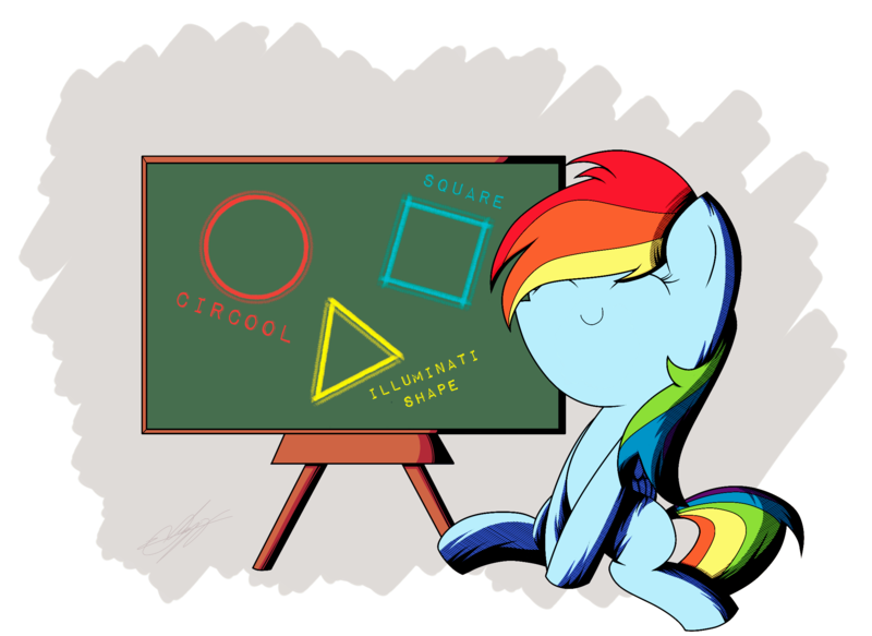 Size: 2202x1606 | Tagged: artist:therandomjoyrider, chalkboard, derpibooru import, geometry, geometry dash, rainbow dash, safe, shapes, solo