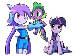 Size: 1455x1099 | Tagged: anthro, artist:goshaag, crossover, derpibooru import, dragon, freedom planet, lilac, purple, safe, sash lilac, simple background, spike, twilight sparkle, video game