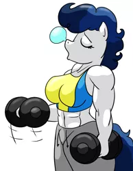 Size: 2550x3280 | Tagged: abs, anthro, artist:ruckforderungreich, belly button, clothes, derpibooru import, high winds, midriff, muscles, sleeping, snot bubble, solo, sports bra, suggestive, weight lifting, wonderbolts