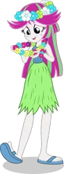 Size: 552x1499 | Tagged: safe, artist:punzil504, derpibooru import, blossomforth, equestria girls, clothes, equestria girls-ified, feet, grass skirt, hawaiian flower in hair, hula, hulaforth, lei, sandals, simple background, skirt, solo, transparent background, vector