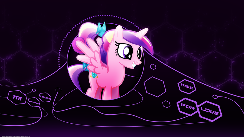 Size: 3840x2160 | Tagged: artist:antylavx, artist:vector-brony, derpibooru import, hexagon, princess cadance, safe, smiling, teenager, vector, wallpaper