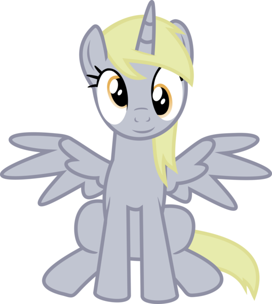 Size: 3078x3436 | Tagged: safe, artist:luckreza8, derpibooru import, derpy hooves, alicorn, pony, .svg available, derpicorn, inkscape, meme, race swap, simple background, solo, thanks m.a. larson, transparent background, vector, xk-class end-of-the-world scenario