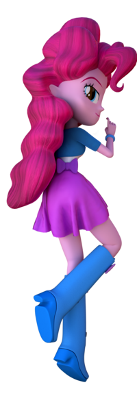 Size: 1417x4251 | Tagged: safe, artist:3d thread, artist:creatorofpony, derpibooru import, pinkie pie, equestria girls, /mlp/, 3d, 3d model, blender, body pillow, body pillow design, boots, bracelet, clothes, high heel boots, high res, jewelry, looking at you, prone, raised leg, simple background, skirt, solo, transparent background