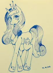 Size: 936x1280 | Tagged: artist:divided-s, derpibooru import, looking at you, monochrome, princess cadance, safe, smiling, solo, traditional art