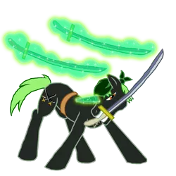 Size: 1000x1000 | Tagged: artist:moheart7, derpibooru import, katana, one piece, ponified, roronoa zoro, safe, solo, sword, weapon