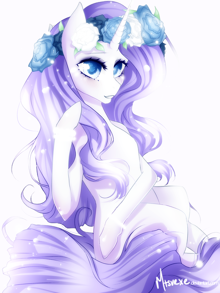 Size: 3000x3993 | Tagged: artist:cristate, derpibooru import, flower in hair, rarity, safe, solo