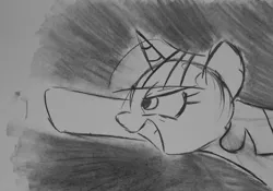 Size: 840x588 | Tagged: artist:inkygarden, charcoal drawing, derpibooru import, monochrome, safe, sketch, solo, traditional art, twilight sparkle