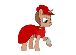 Size: 2338x1700 | Tagged: safe, artist:peternators, artist:redmagepony, derpibooru import, oc, oc:heroic armour, unofficial characters only, pony, unicorn, cape, clothes, colored, hat, paint.net, red mage, solo