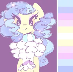 Size: 554x550 | Tagged: safe, artist:euphoriapony, derpibooru import, sapphire shores, earth pony, pony, clothes, color palette challenge, female, looking at you, mare, oekaki, solo