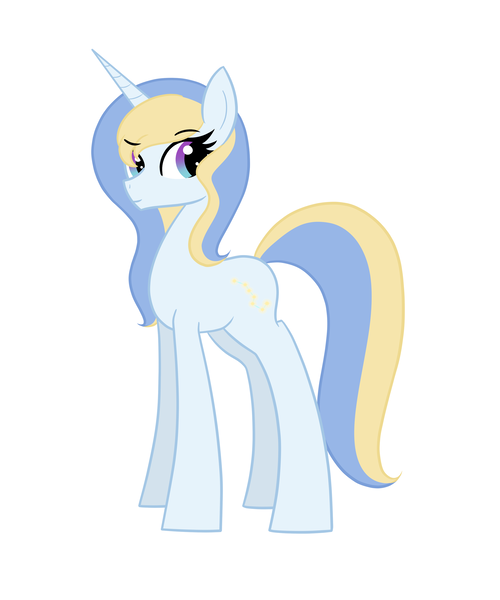 Size: 2500x3000 | Tagged: dead source, safe, artist:poipoimon, derpibooru import, oc, oc:luminous horoscope, unofficial characters only, pony, unicorn, blank flank, offspring, parent:prince blueblood, parent:trixie, parents:bluetrix, solo