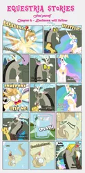 Size: 1919x3910 | Tagged: artist:estories, comic, comic:find yourself, cute, derpibooru import, discord, falling, glass, oc, oc:alice goldenfeather, princess celestia, safe, water