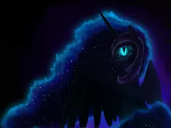 Size: 1600x1200 | Tagged: artist:1nakir1, derpibooru import, glowing eyes, looking at you, nightmare moon, safe, solo