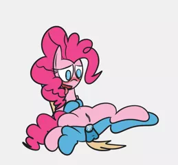 Size: 907x841 | Tagged: explicit, artist:mr. rottson, deleted from derpibooru, derpibooru import, pinkie pie, oc, oc:bob, anal, blushing, canon x oc, cum, female, male, sex, shipping, simple background, straight, tongue out