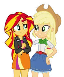 Size: 9237x11084 | Tagged: safe, artist:decprincess, derpibooru import, applejack, sunset shimmer, equestria girls, rainbow rocks, absurd resolution, clothes, simple background, skirt, transparent background, vector