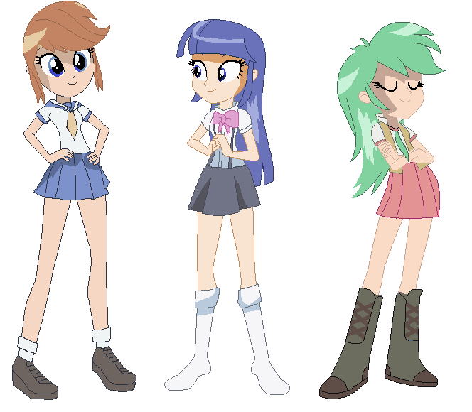 Size: 664x580 | Tagged: safe, artist:diamond23jewel, derpibooru import, equestria girls, clothes, equestria girls-ified, higurashi no naku koro ni, mion sonozaki, rena ryuugu, rika furude, skirt, when the cicadas cry