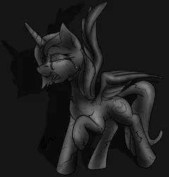 Size: 3715x3885 | Tagged: safe, artist:dombrus, derpibooru import, princess luna, crying, fate worse than death, i have no mouth and i must scream, implied tyrant celestia, inanimate tf, petrification, s1 luna, story included, transformation