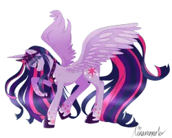 Size: 1280x1024 | Tagged: safe, artist:linamomoko, derpibooru import, twilight sparkle, twilight sparkle (alicorn), alicorn, pony, female, mare, rainbow power, simple background, solo, transparent background